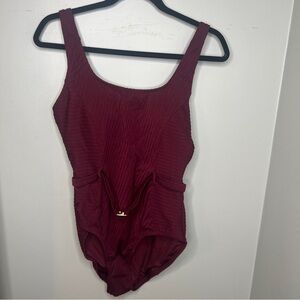 Jantzen Belted One Piece Swimsuit Size 12
